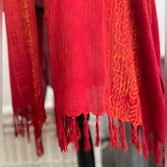 Fashions By Claudette kimono in a burnt orange/red with Aztec style pattern L-3X - Picture 5 of 7